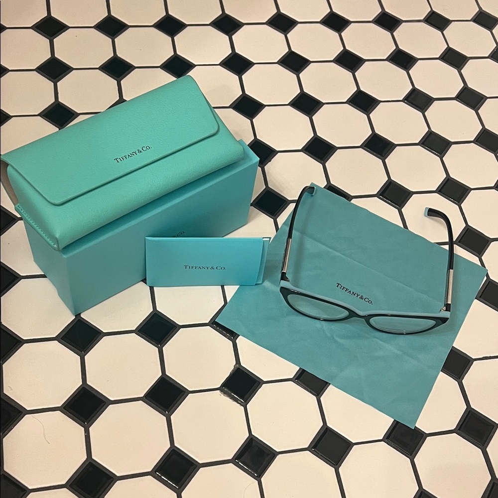 Tiffany & Co. Black Frame Glasses with Iconic Blue Case